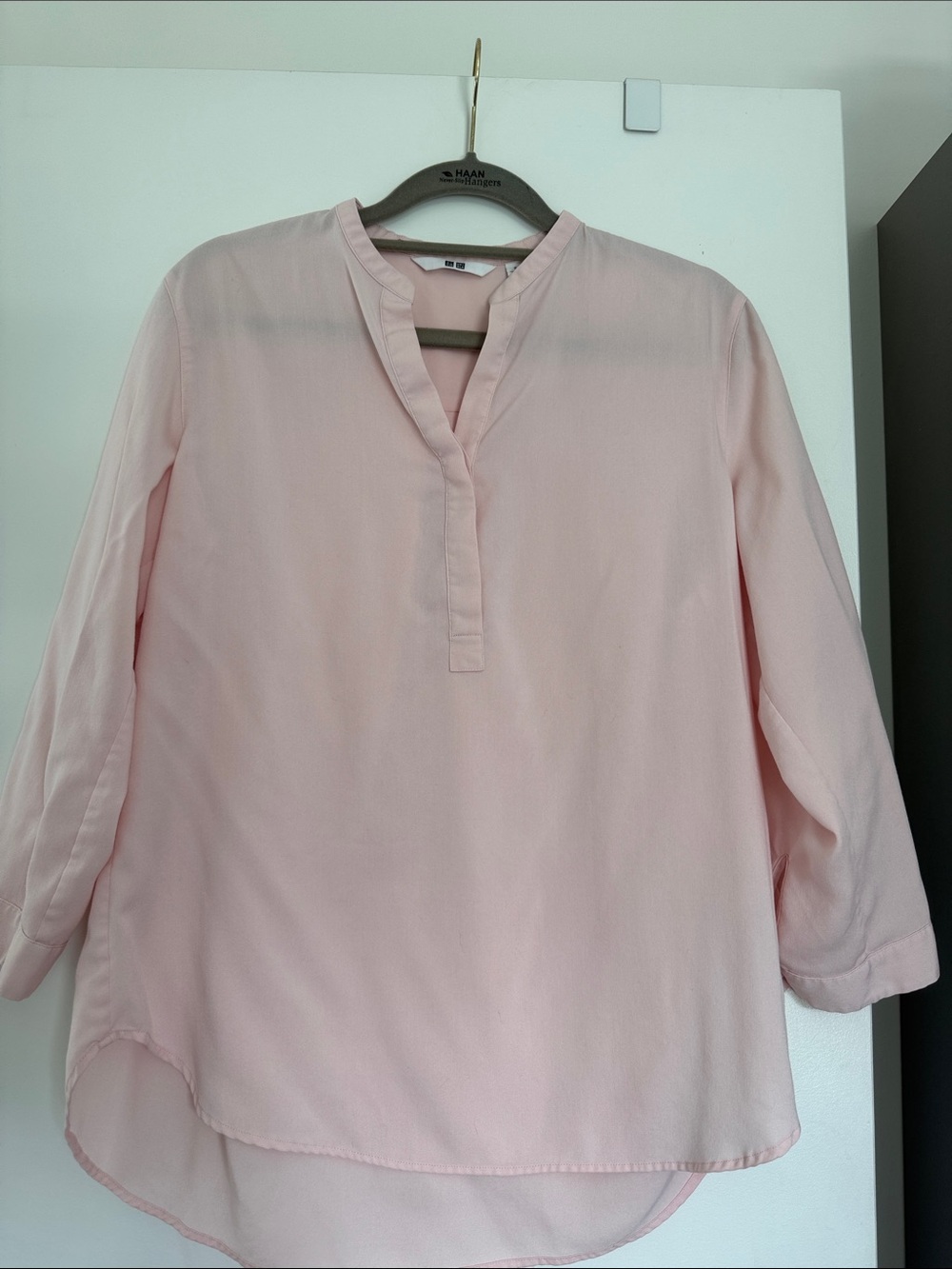 Uniqlo Pale Pink V-Neck Tunic Blouse